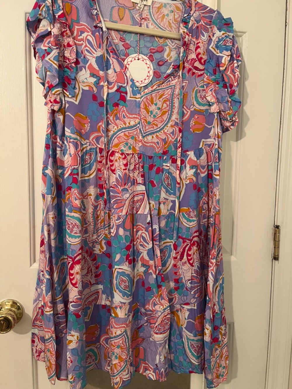 Umgee Lavender Tie-Front Boho Dress new with tags! M - Picture 4 of 6